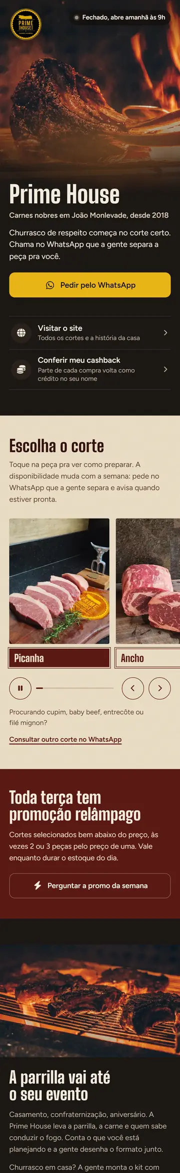 BIO PRIME da Prime House Carnes Nobres rolando na tela do celular