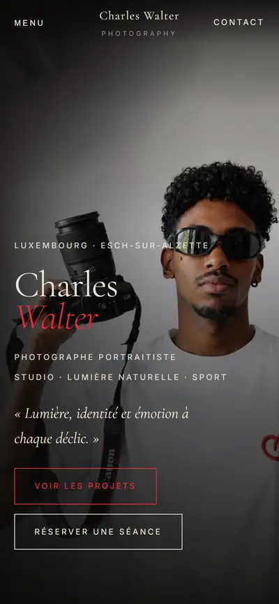 Página de Charles Walter, fotógrafo de retrato, em francês