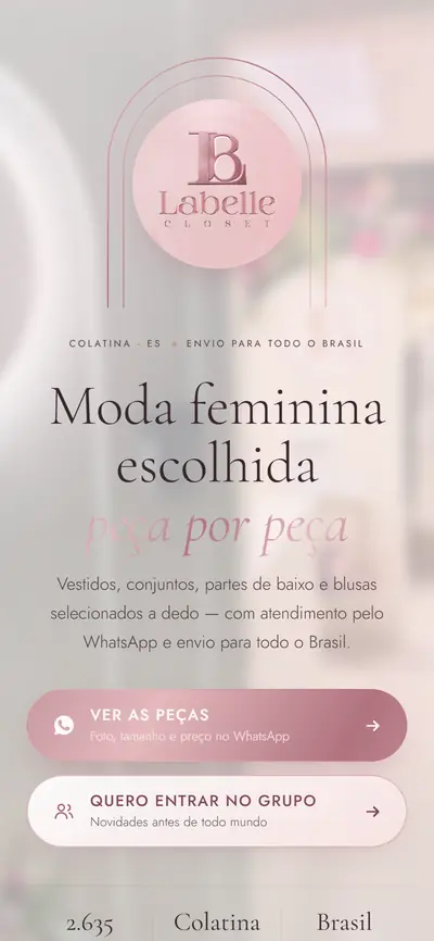 Página da Labelle Closet, moda feminina